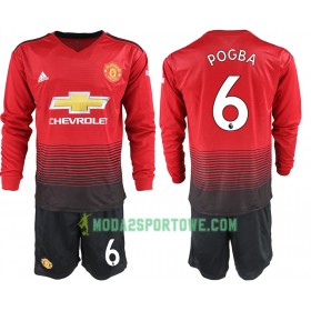 Koszulka Manchester United POGBA 6 Dziecięcy Domowe Stroje Piłkarskie 2018/19 Długi Rękaw